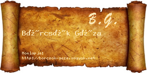 Börcsök Géza névjegykártya