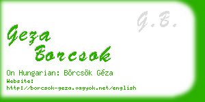 geza borcsok business card